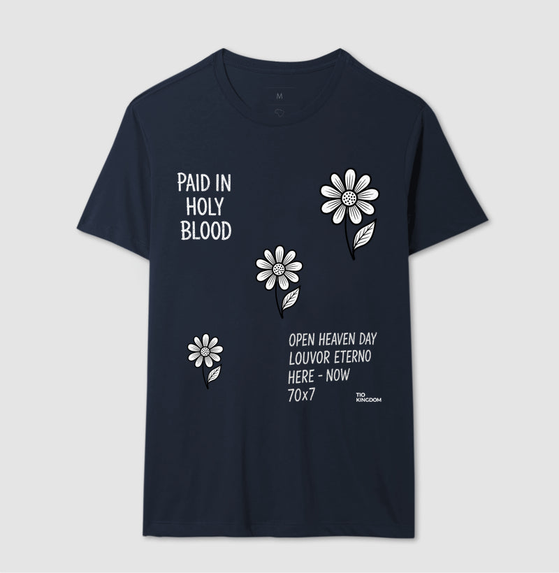 CAMISETA FEMININA GOSPEL CRISTÃ PAID IN HOLY BLOOD