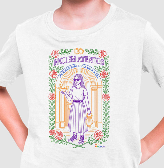 CAMISETA INFANTIL GOSPEL FIQUEM ATENTOS KINGDOM VIBES