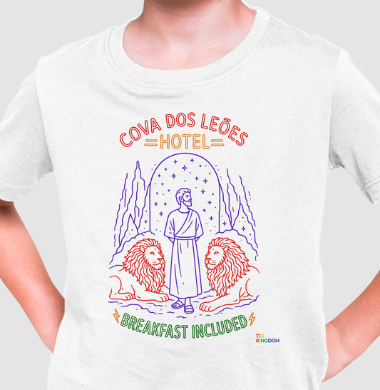 CAMISETA INFANTIL GOSPEL COVA DOS LEÕES HOTEL KINGDOM VIBES