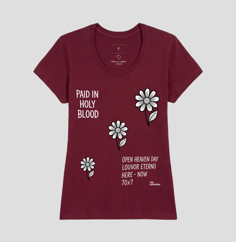 Camiseta Feminina Paid in Holy Blood | Moda Cristã Feminina