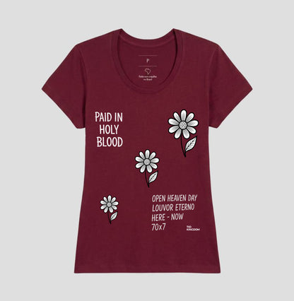 Camiseta Feminina Paid in Holy Blood | Moda Cristã Feminina