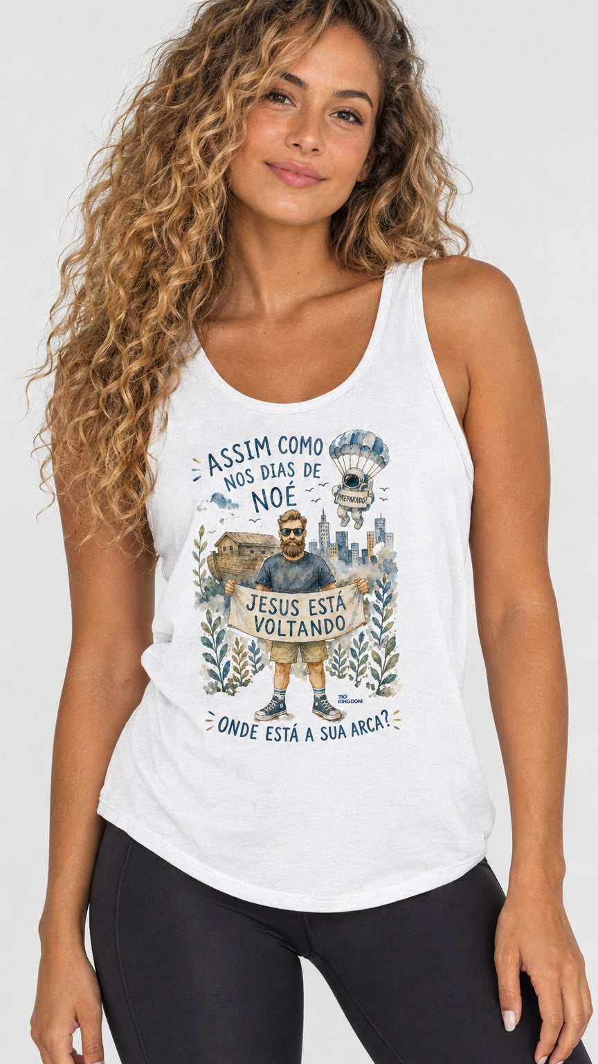 Camiseta Regata Alerta de Noé Aquarela - Tio Kingdom