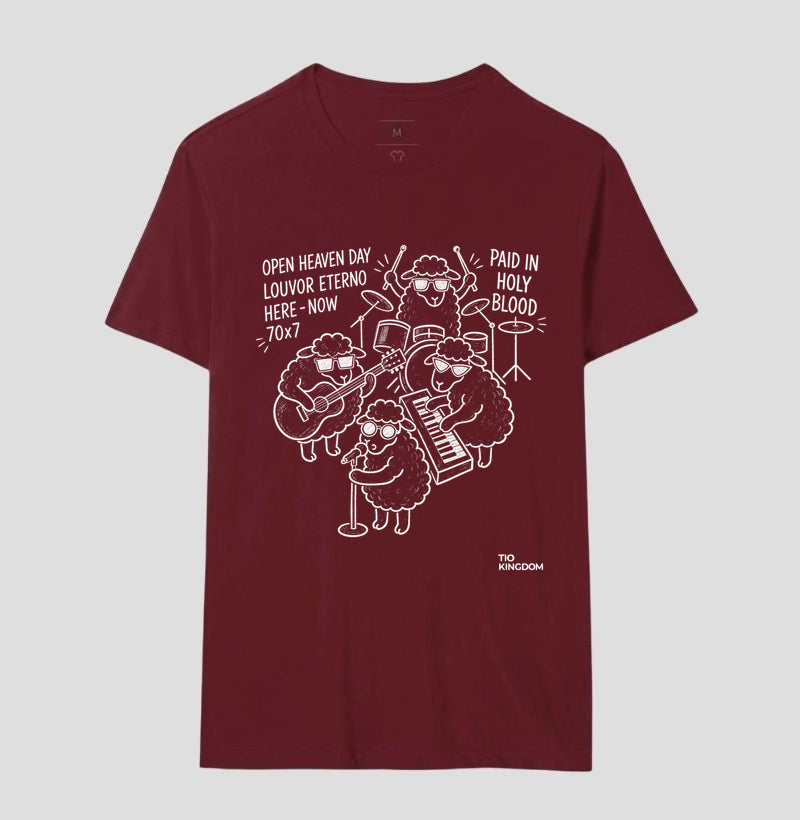 Camiseta Cristã bordo unissex Open heaven louvor eternoModa Gospel Tio Kingdom