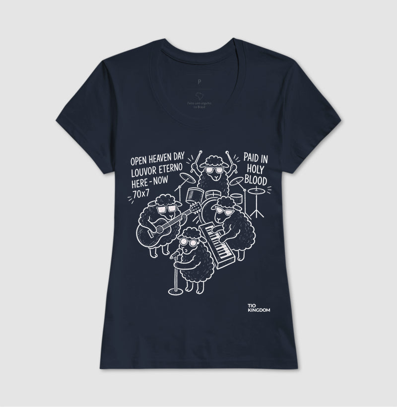 Camiseta Cristã marinho feminina homem Open heaven louvor eterno Moda Gospel Tio Kingdom 2