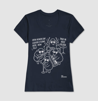 Camiseta Cristã marinho feminina homem Open heaven louvor eterno Moda Gospel Tio Kingdom 2