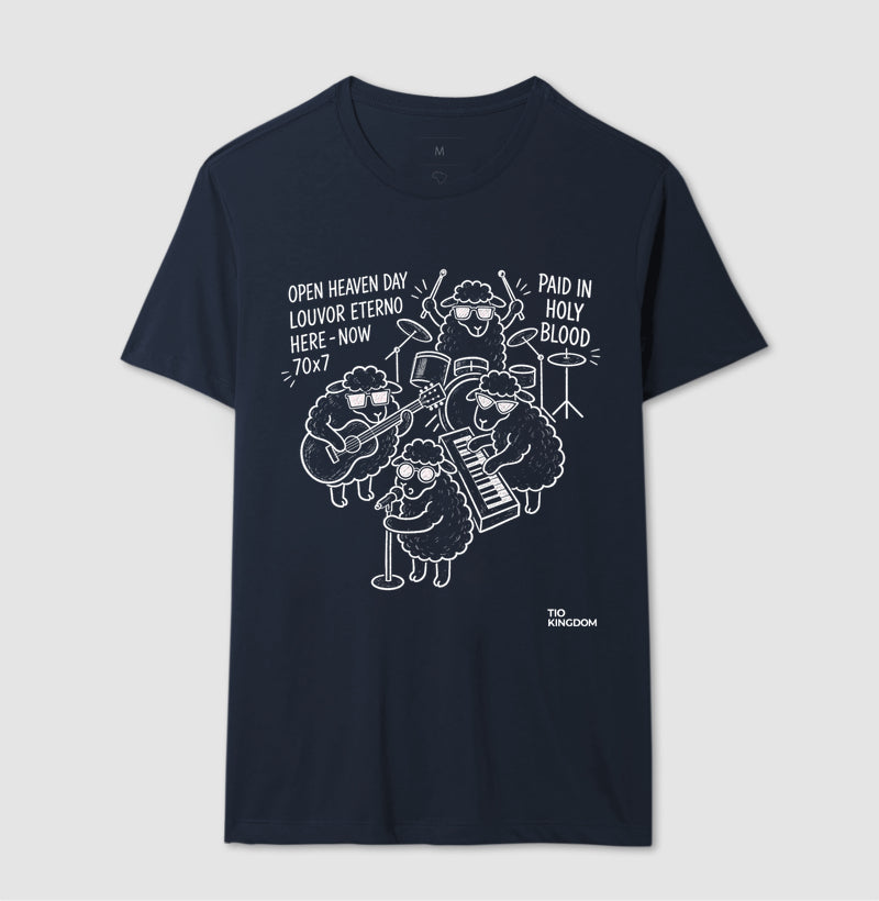 Camiseta Cristã marinho unissex homem Open heaven louvor eterno Moda Gospel Tio Kingdom