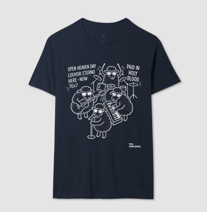 Camiseta Cristã marinho unissex homem Open heaven louvor eterno Moda Gospel Tio Kingdom