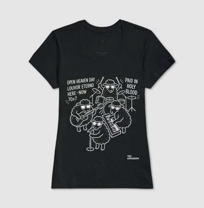 Camiseta Cristã preta feminina homem Open heaven louvor eterno Moda Gospel Tio Kingdom 