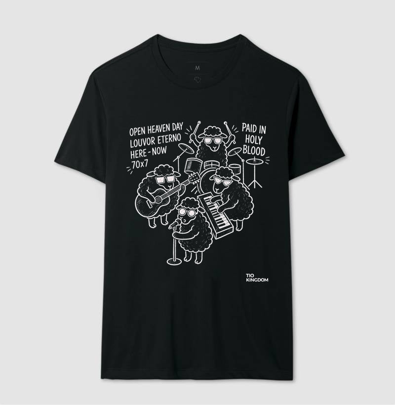 Camiseta Cristã preta unissex homem Open heaven louvor eterno Moda Gospel Tio Kingdom 2