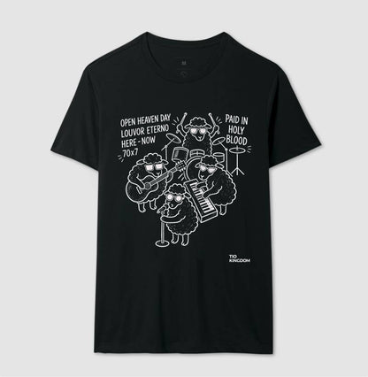 Camiseta Cristã preta unissex homem Open heaven louvor eterno Moda Gospel Tio Kingdom 2