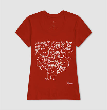 Camiseta Cristã vermelha feminina homem Open heaven louvor eterno Moda Gospel Tio Kingdom