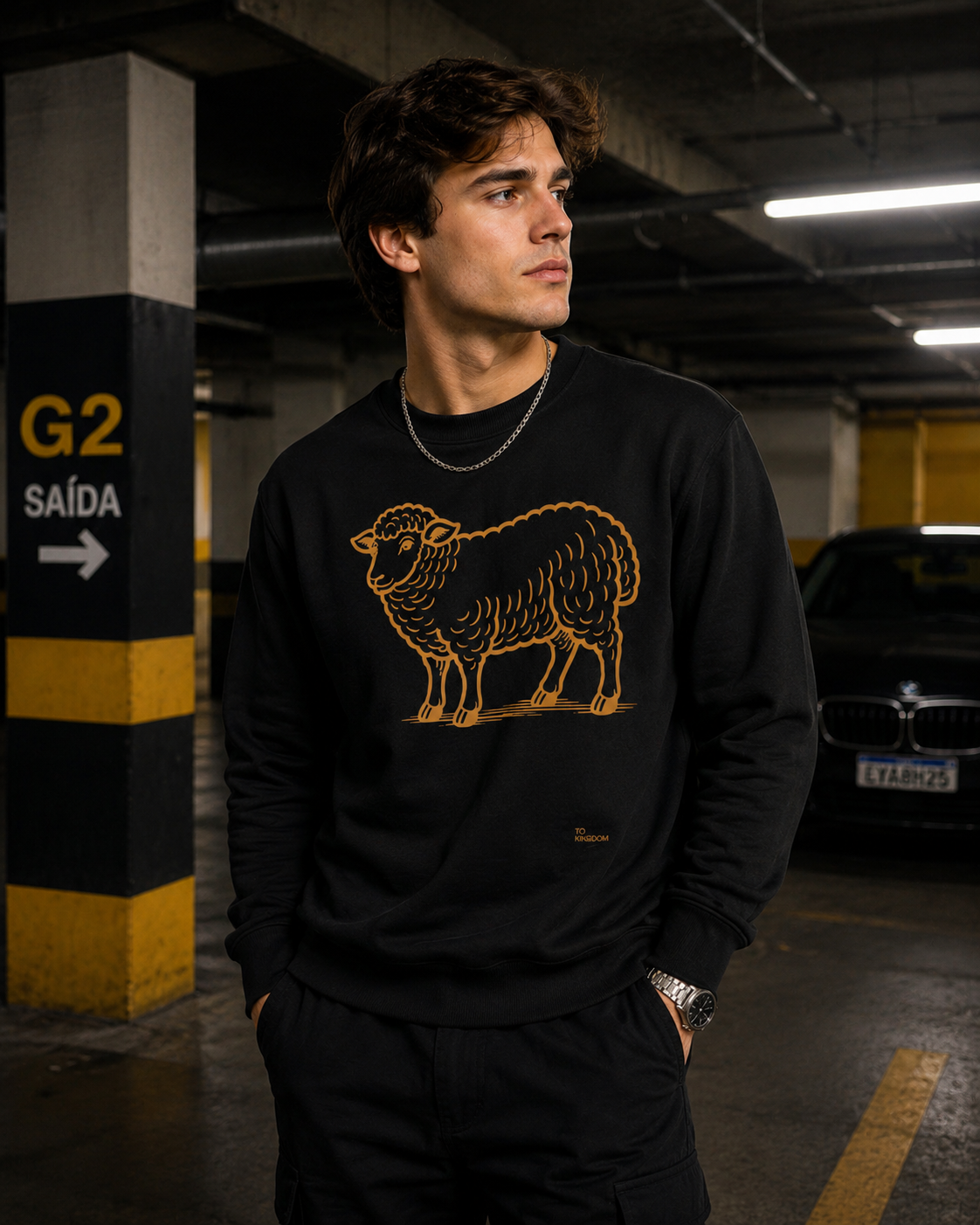 BLUSA GOSPEL CORDEIRO DE DEUS EM MARROM