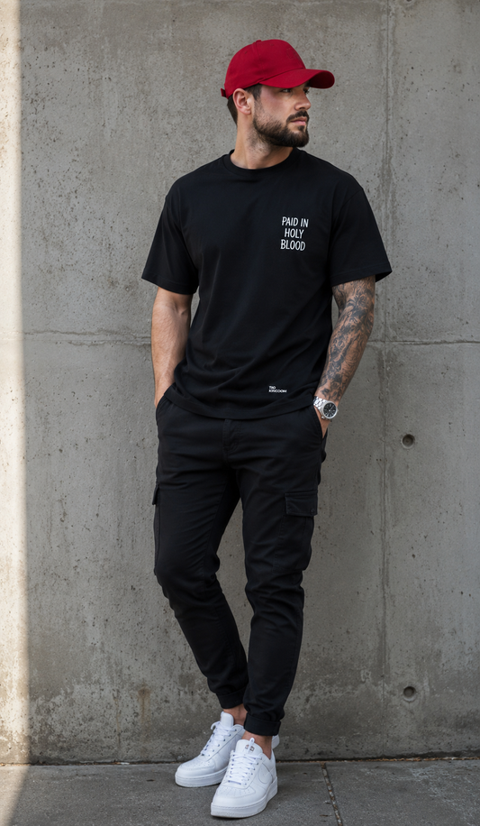CAMISETA OVERSIZED GOSPEL CRISTÃ PAID IN HOLY BLOOD