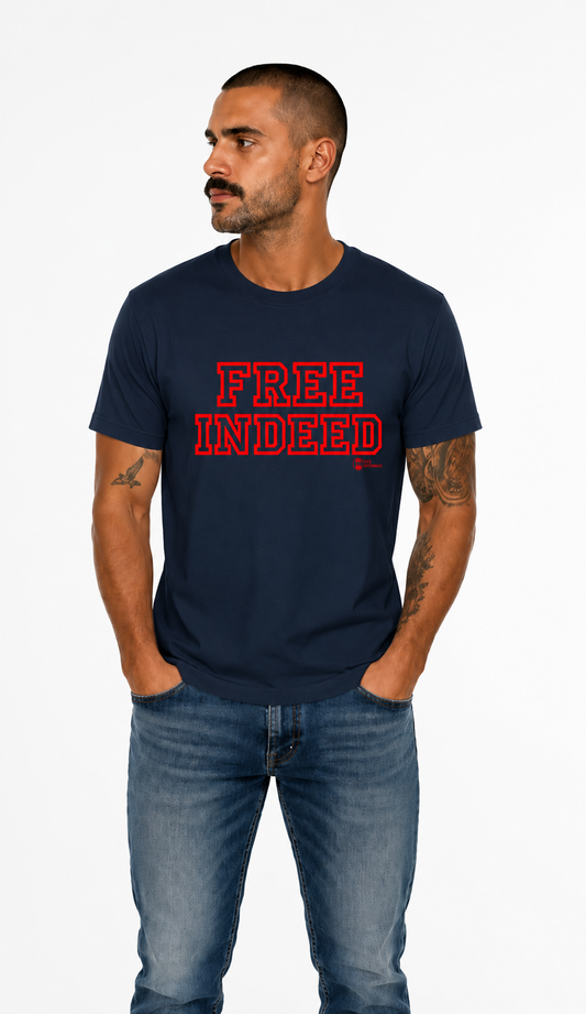 Camiseta Cristã Free Indeed - Realmente Livres | Estampa Gospel