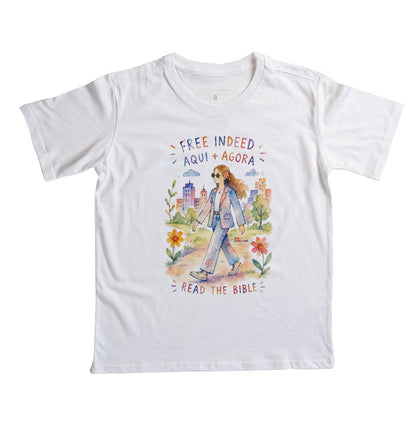 Camiseta Girls Free Indeed Aquarela