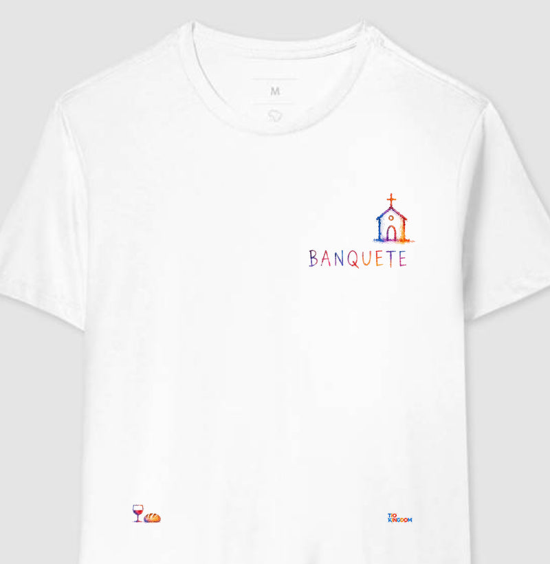 Camiseta Cristã Minimalista Banquete — Streetwear Clean