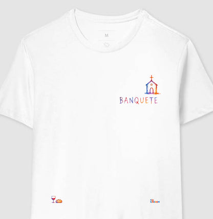 Camiseta Cristã Minimalista Banquete — Streetwear Clean