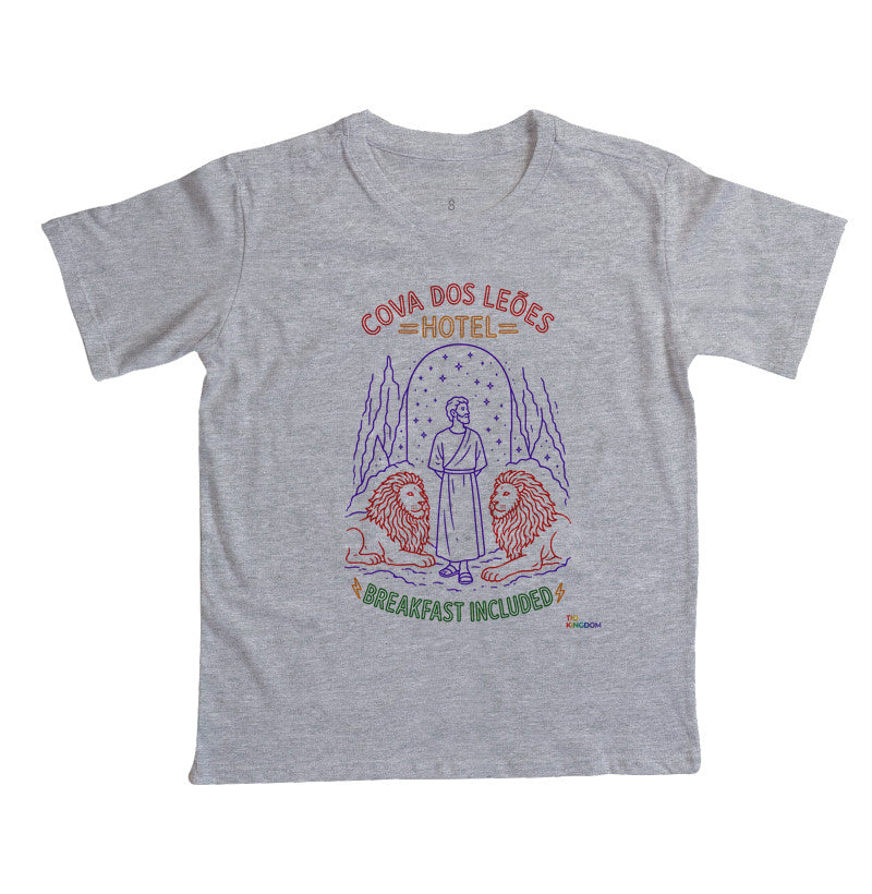 CAMISETA INFANTIL GOSPEL COVA DOS LEÕES HOTEL KINGDOM VIBES