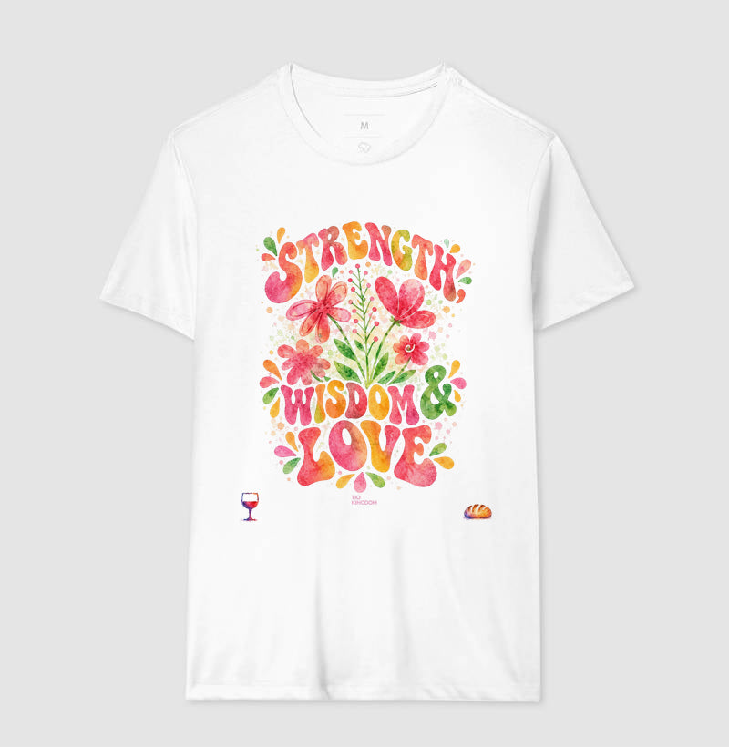 Camiseta Girls Força, Sabedoria & Amor – Coleção Aquarela