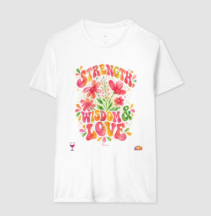 Camiseta Girls Força, Sabedoria & Amor – Coleção Aquarela