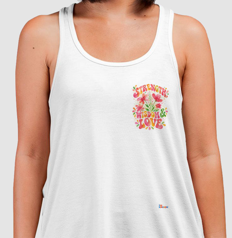 Camiseta Regata Girls Strength, Wisdom & Love – Coleção Aquarela Tio Kingdom