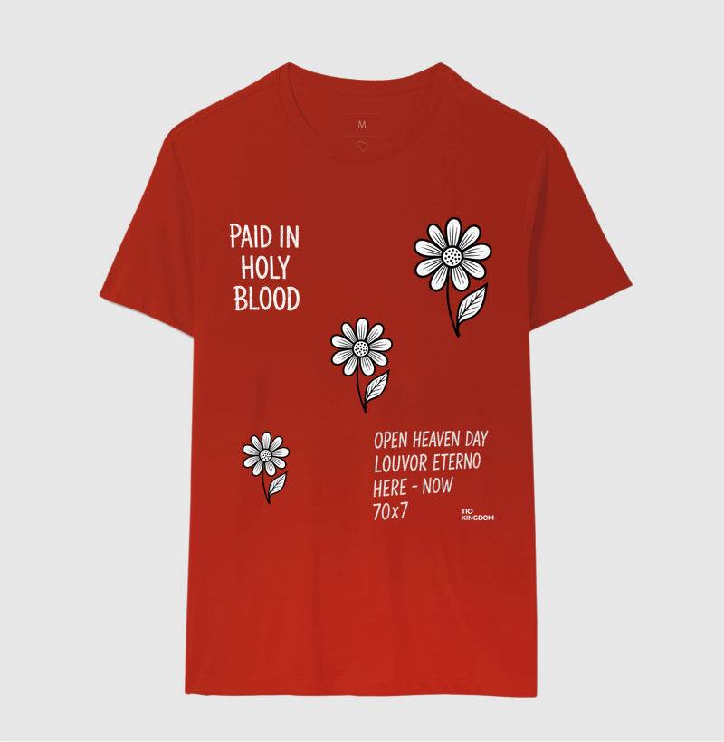 CAMISETA FEMININA GOSPEL CRISTÃ PAID IN HOLY BLOOD